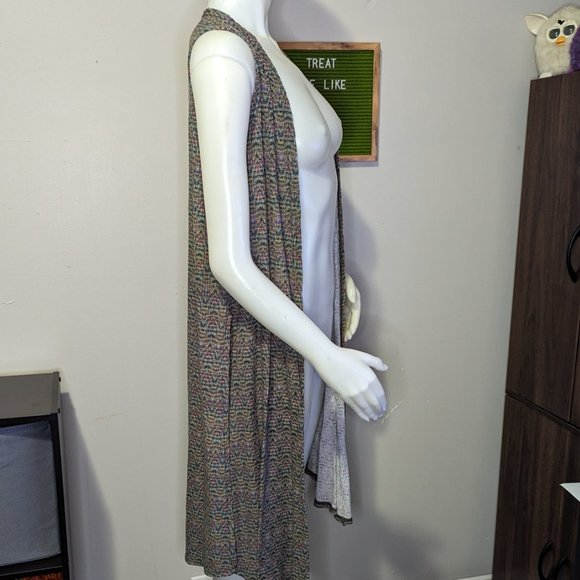 LuLaRoe Rainbow Patterned Sleeveless Duster Cardigan S GUC - Picture 5 of 7